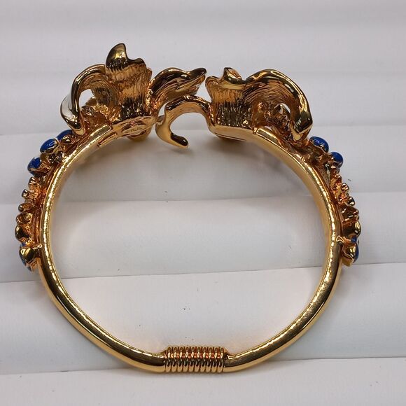 KJL Kenneth Jay Lane Gold/Blue Lily Flower Bracelet - Picture 5 of 9